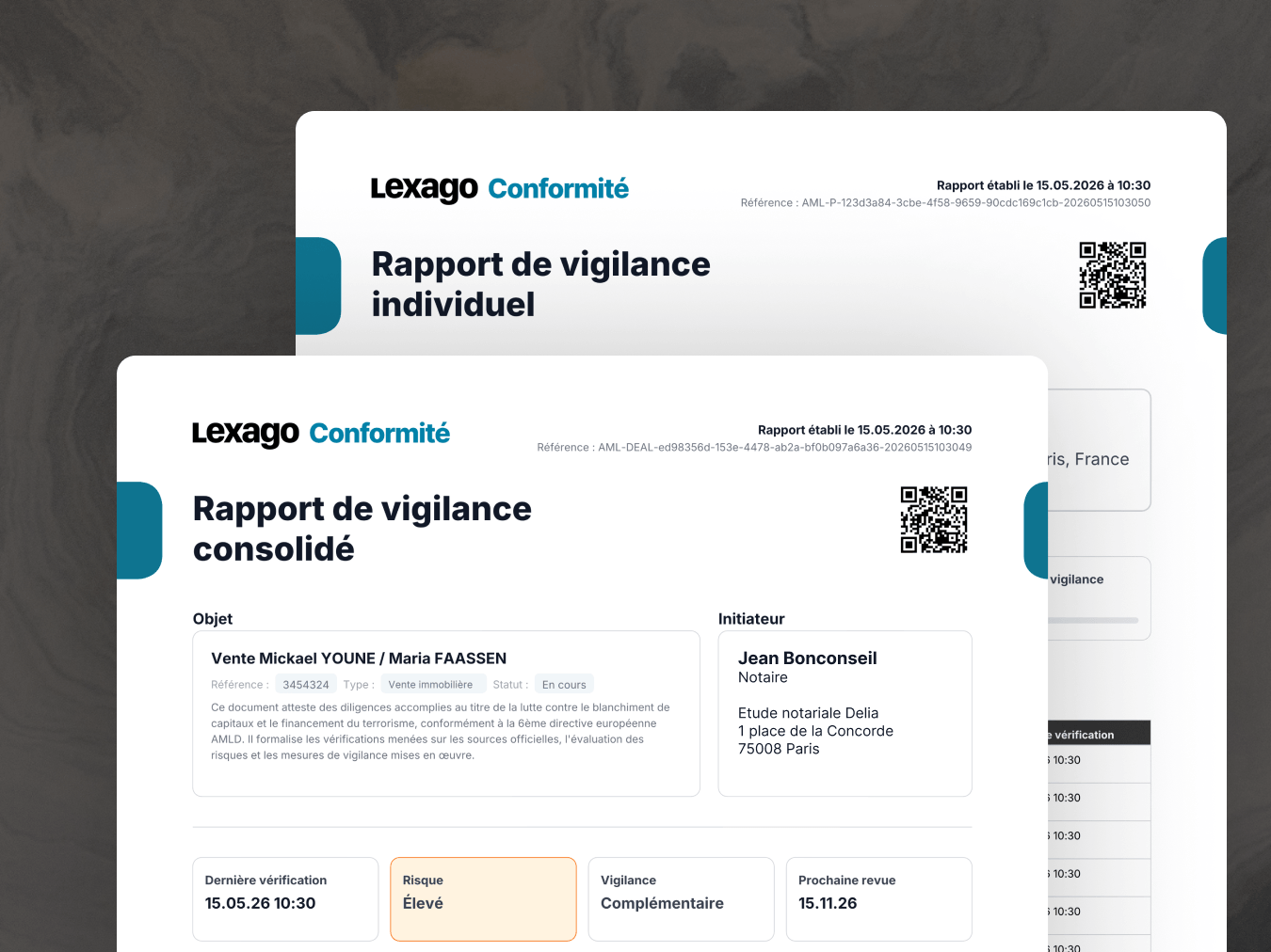 Rapport de vigilance opposable pour la conformité AML notaires : déclaration de soupçon Tracfin et preuves LCBFT générées par Lexago