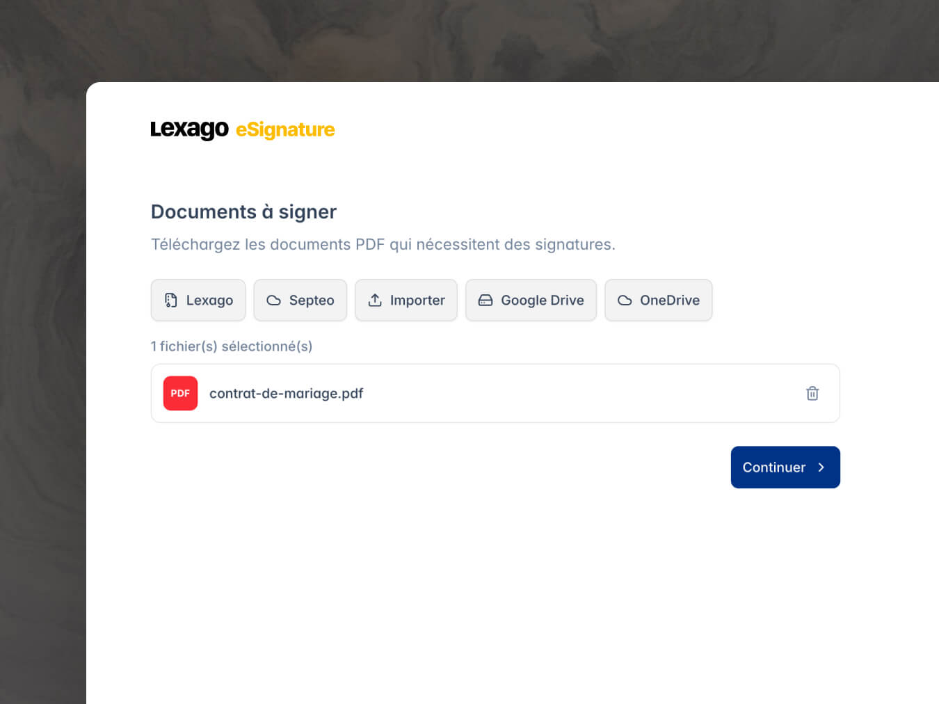 Aperçu des intégrations de signature électronique avec Lexago, iNot, OneDrive et Dropbox pour les notaires
